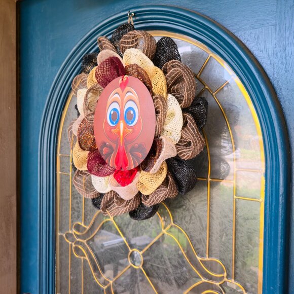 Gobble Gobble Turkey Thanksgiving Wreath - Picture 4 of 4